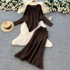Asymmetric Knitwear & Skirt Knit 2Pcs