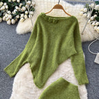 Asymmetric Knitwear & Skirt Knit 2Pcs