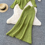 Asymmetric Knitwear & Skirt Knit 2Pcs