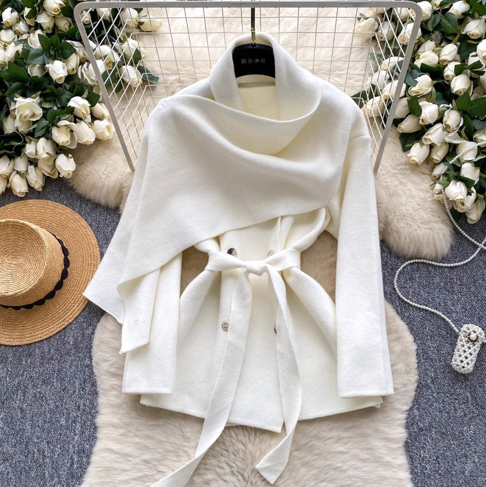 Korean Style Tweed Cape Coat