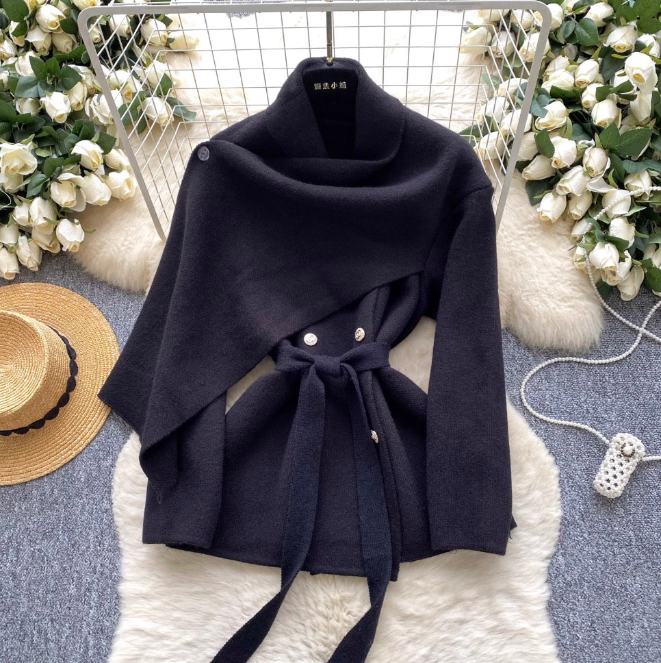 Korean Style Tweed Cape Coat