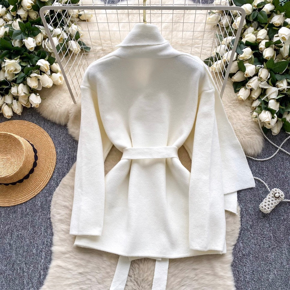 Korean Style Tweed Cape Coat