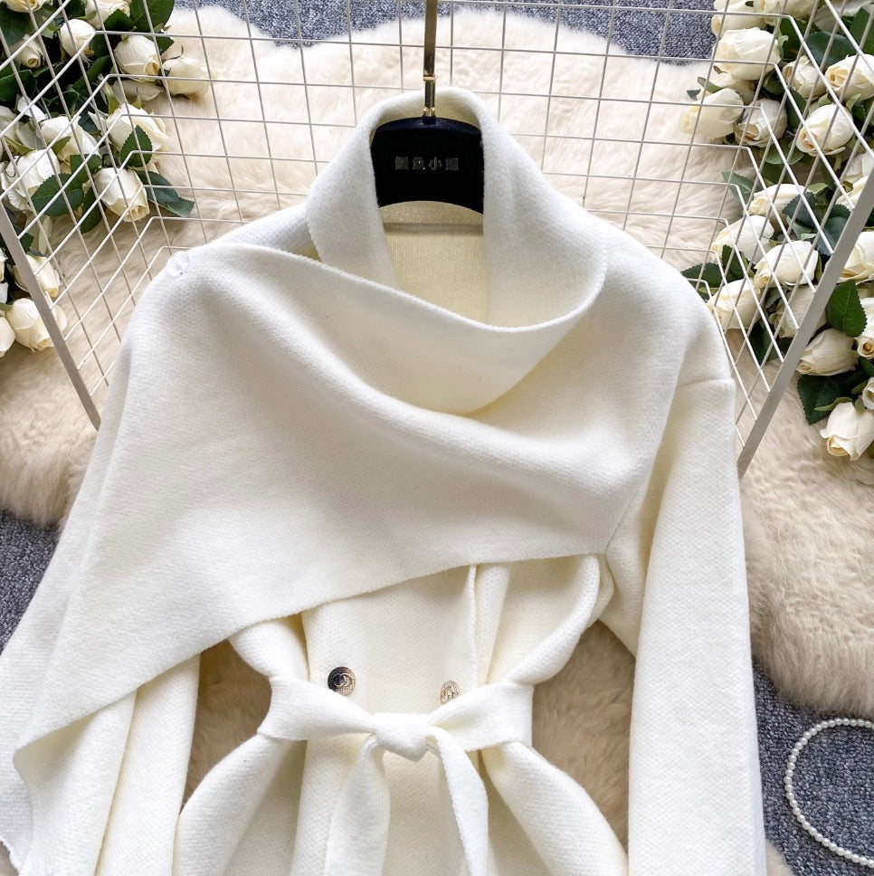 Korean Style Tweed Cape Coat