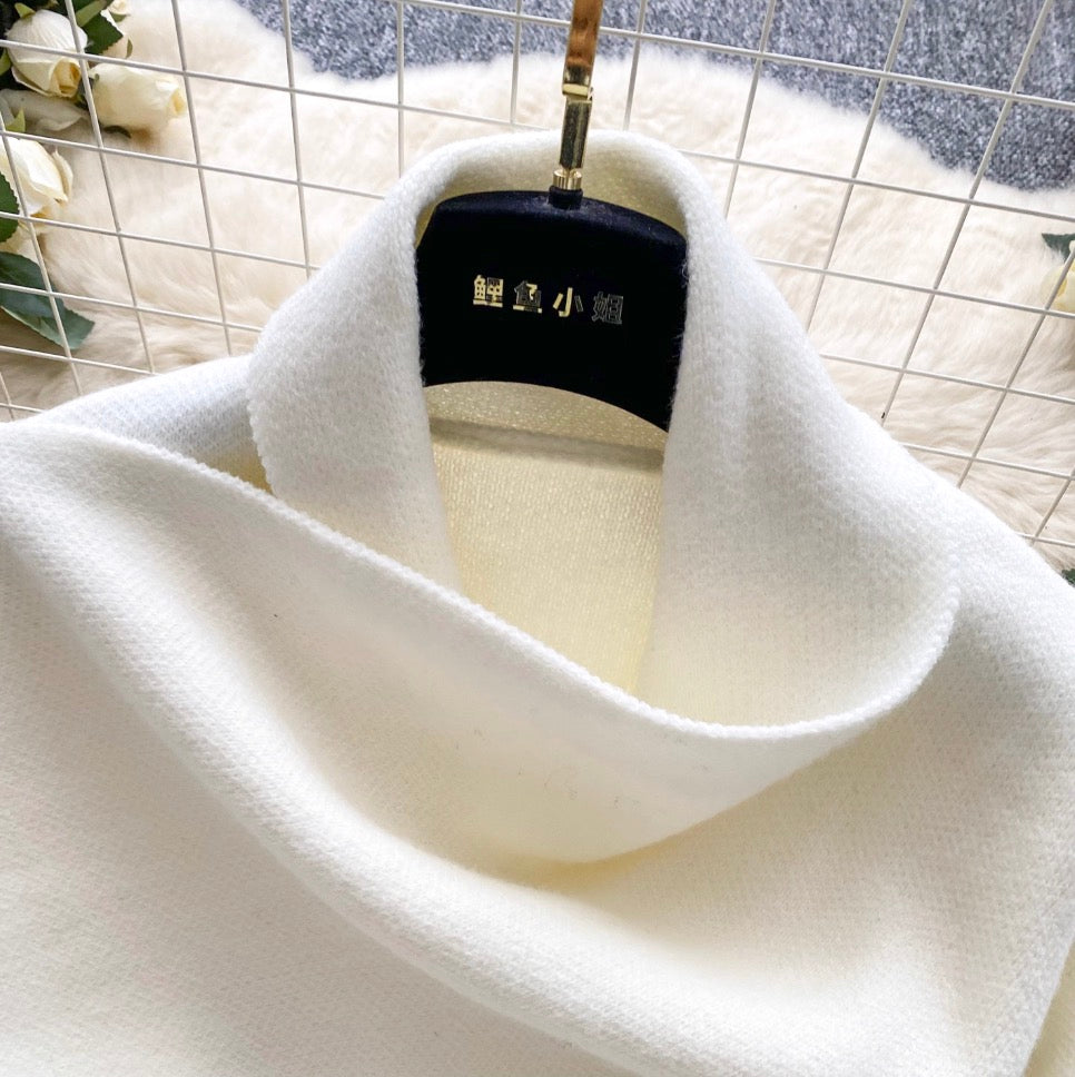 Korean Style Tweed Cape Coat