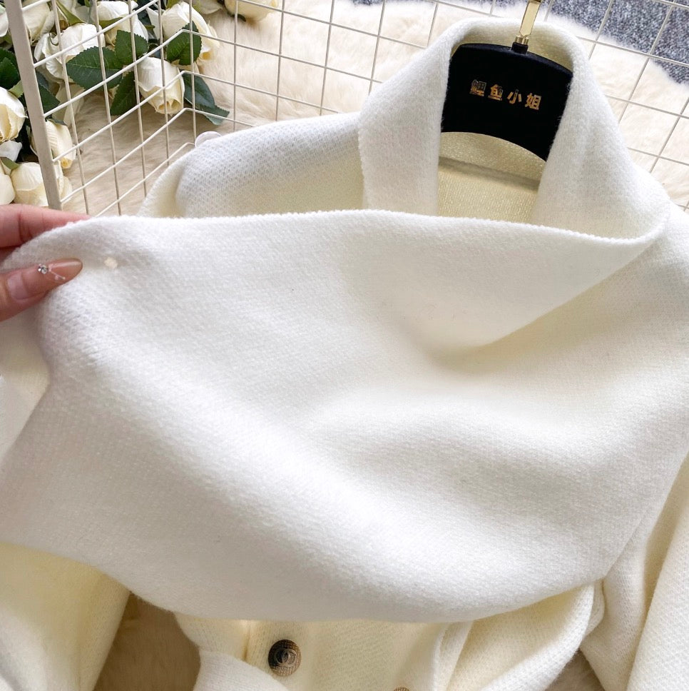 Korean Style Tweed Cape Coat