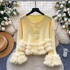 French Style Furry Patchwork Cardigan