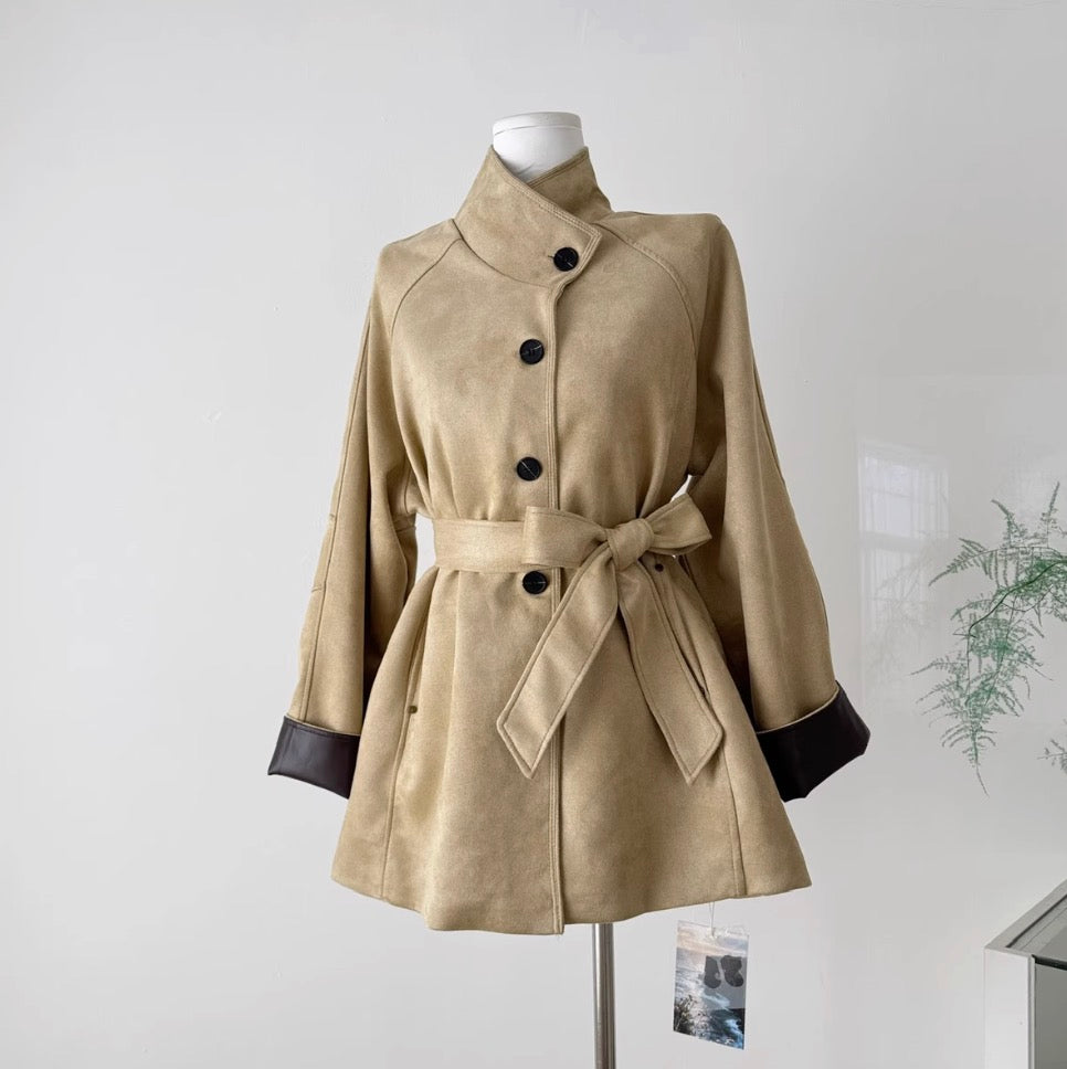 Vintage Stand Collar Trench Coat