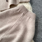 Lapeled Cardigan & Trousers Knitted 2Pcs