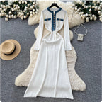 Color-blocking Round Collar Knitted Dress