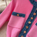 Color-blocking Round Collar Knitted Dress