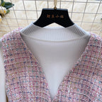 Tweed Vest Dress & Knitwear 2Pcs