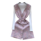 Tweed Vest Dress & Knitwear 2Pcs