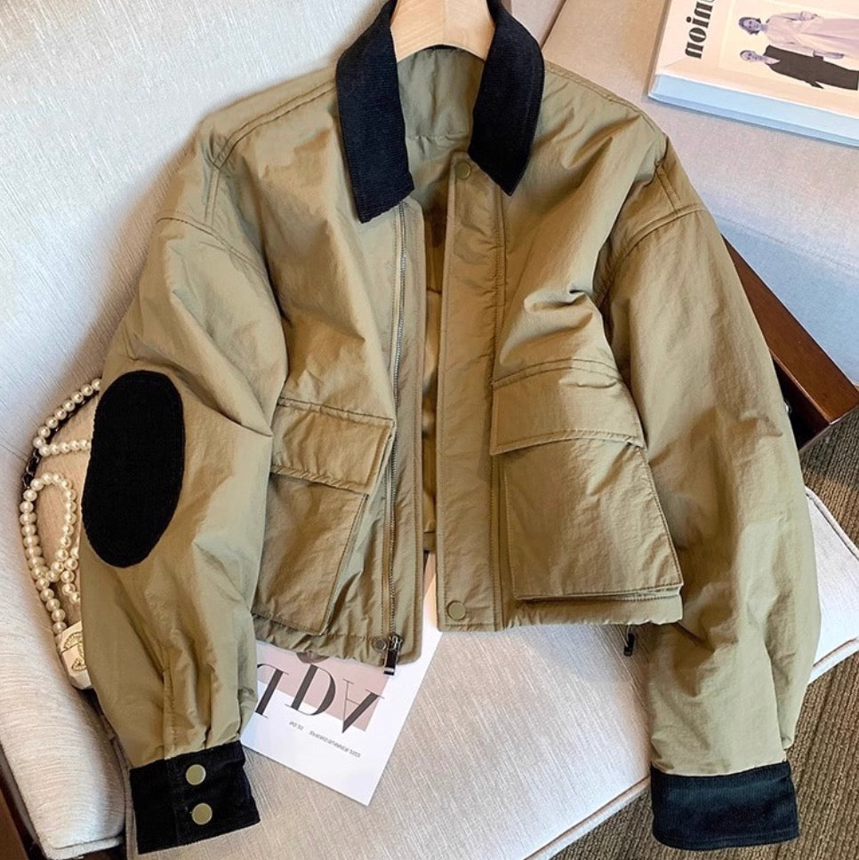 Polo Collar Color-blocking Jacket