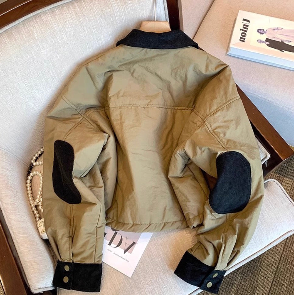 Polo Collar Color-blocking Jacket