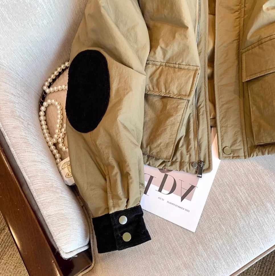 Polo Collar Color-blocking Jacket
