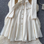 V-neck Mesh Patchwork Elegant Dress