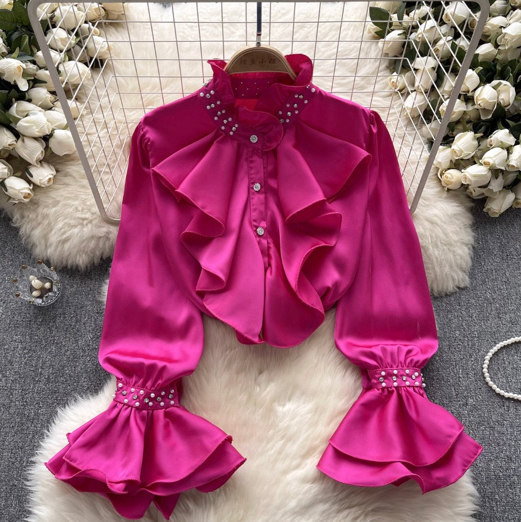 Courtly Beaded Ruffled Shirt