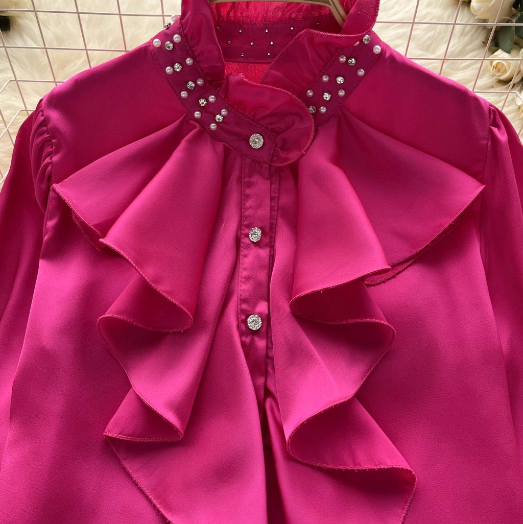 Courtly Beaded Ruffled Shirt