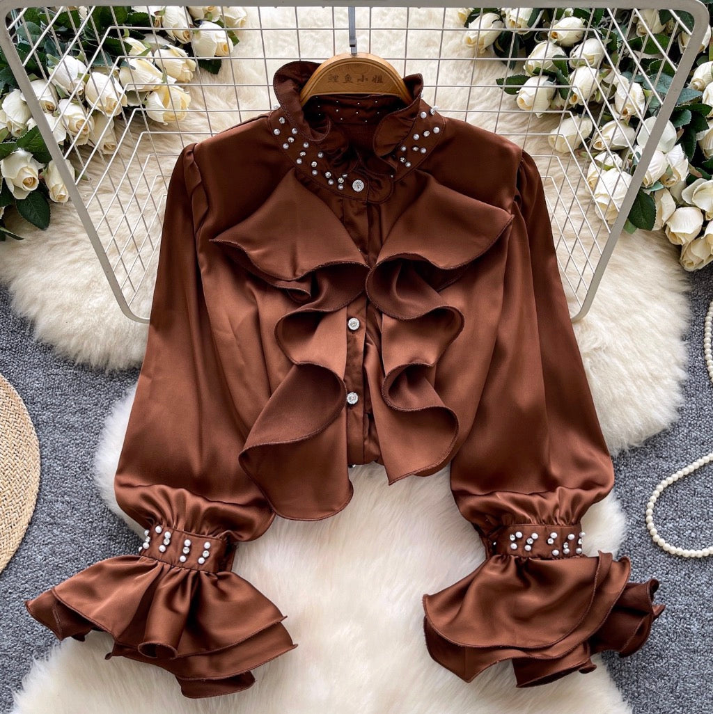 Courtly Beaded Ruffled Shirt