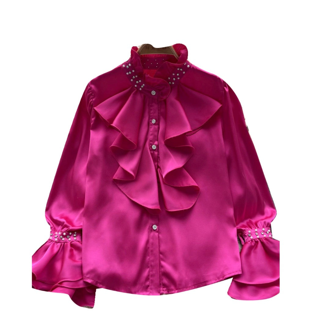 Courtly Beaded Ruffled Shirt