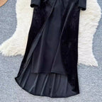 Niche Knotted Black Velvet Dress
