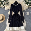 Color-blocking Ruffled Knitted Dress