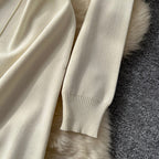 Color-blocking Ruffled Knitted Dress