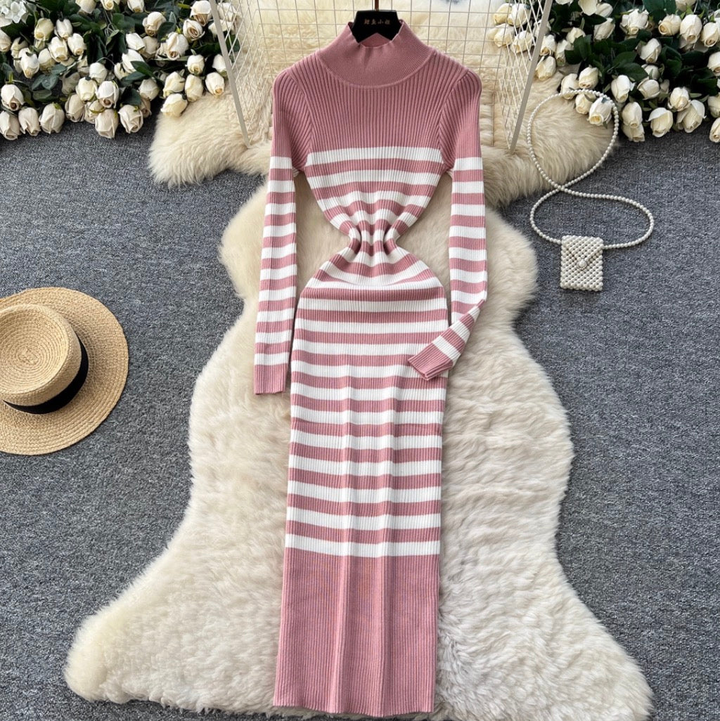 Chic Color-blocking Knit Dress