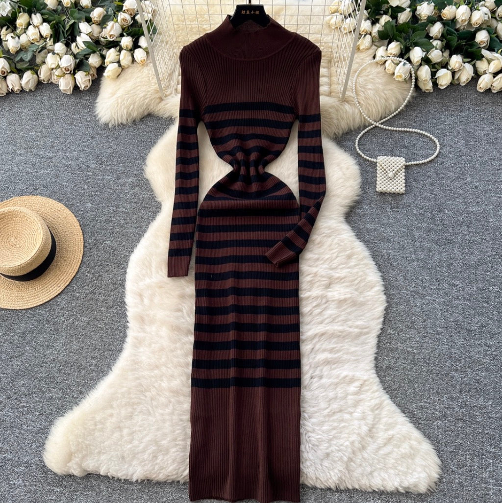 Chic Color-blocking Knit Dress