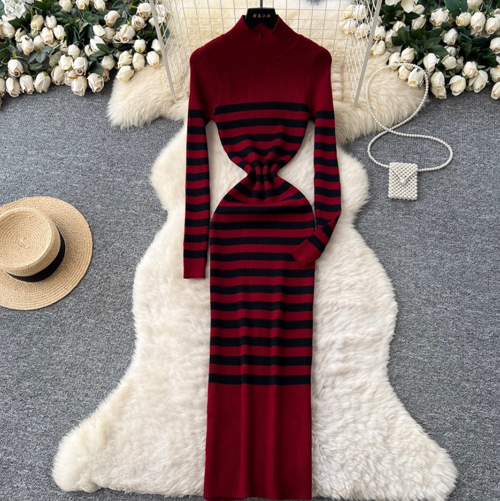 Chic Color-blocking Knit Dress