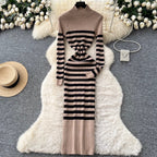 Chic Color-blocking Knit Dress
