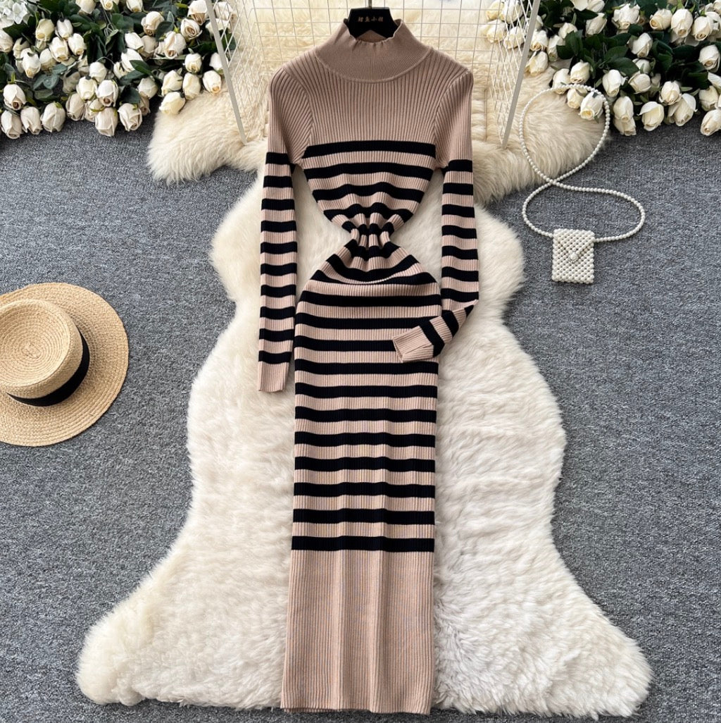 Chic Color-blocking Knit Dress