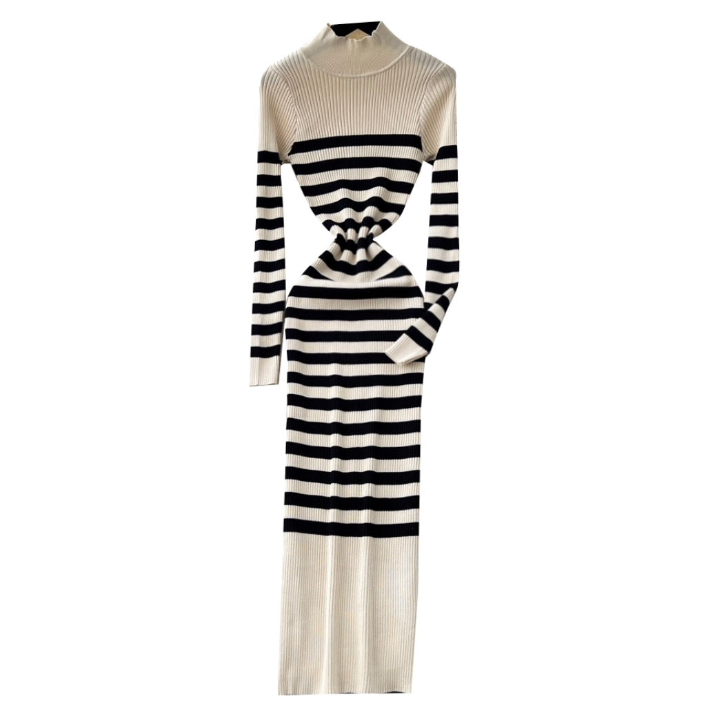 Chic Color-blocking Knit Dress