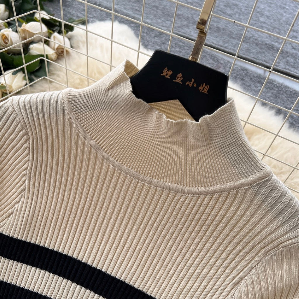 Chic Color-blocking Knit Dress