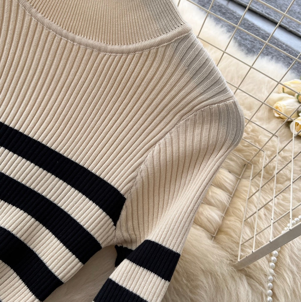 Chic Color-blocking Knit Dress