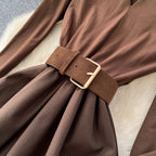 Premium V-neck Patchwork Dress