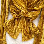 Vintage V-neck Knotted Suede Top