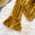 Vintage V-neck Knotted Suede Top