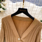V-neck Solid Color Cardigan Dress