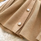 V-neck Solid Color Cardigan Dress