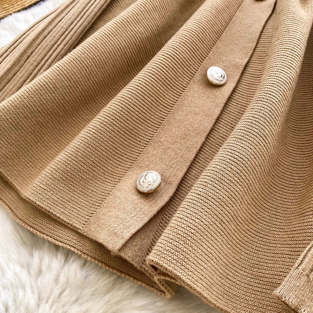 V-neck Solid Color Cardigan Dress