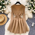 V-neck Solid Color Cardigan Dress