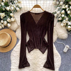 Vintage Pleated Suede Bottoming Top