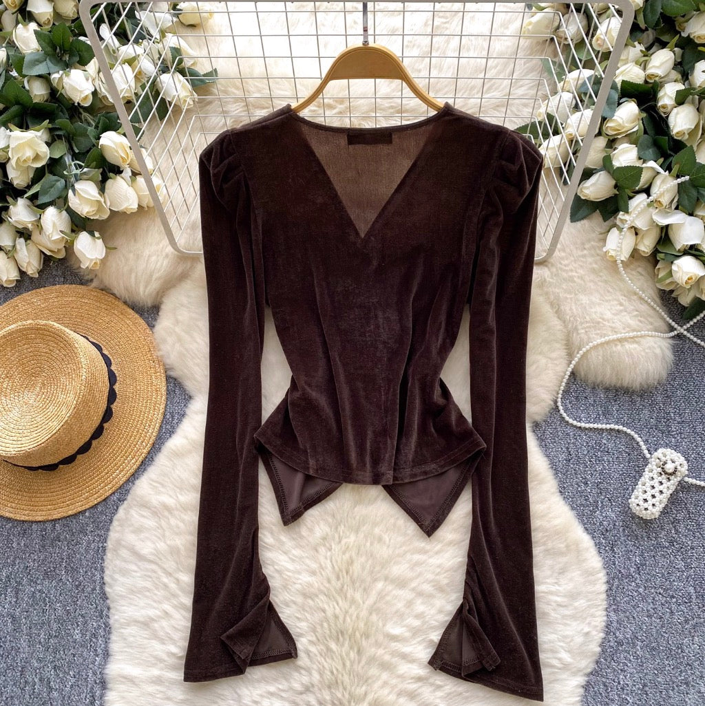 Vintage Pleated Suede Bottoming Top