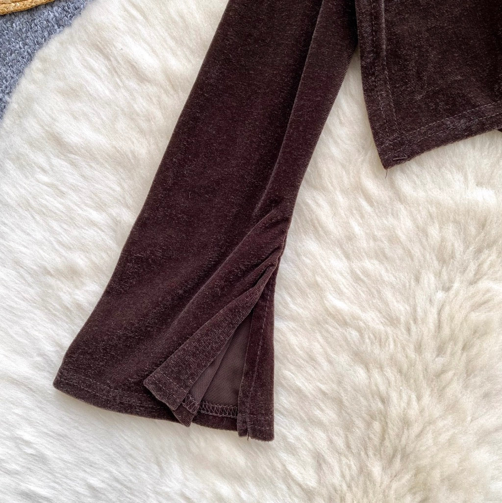 Vintage Pleated Suede Bottoming Top