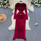Premium Crew Neck Split Dress
