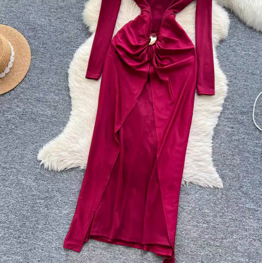 Premium Crew Neck Split Dress