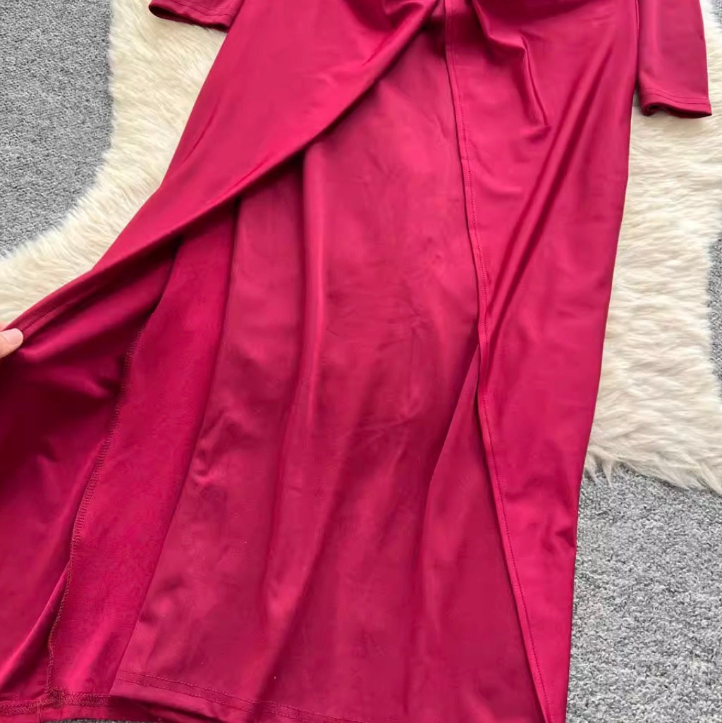 Premium Crew Neck Split Dress