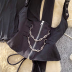 Black Mesh Top & PU Camisole 2Pcs