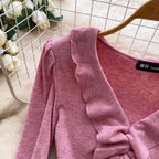 Vintage V-neck Ruffled Bottoming Top